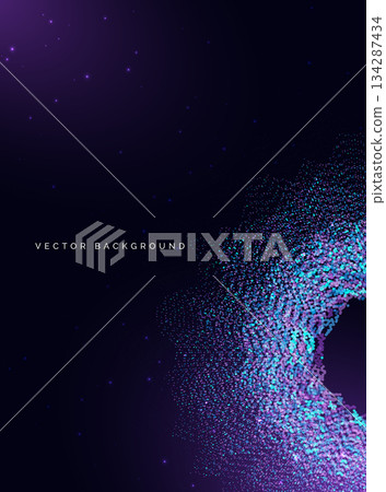 Abstract neon blue and purple ligh glowing particle on dark background. Poster for science concept. Abstract neon blue and purple ligh glowing particle on dark background. Poster for science concept. 134287434