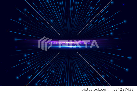 Abstract blue light lines swirl on dark background. Speed movement concept. 134287435