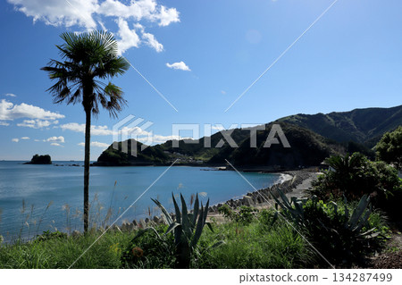 The blue waters and sky of the Pacific Ocean can be seen from the unmanned station next to the coast The blue waters and sky of the Pacific Ocean can be seen from the unmanned station next to the coast 134287499