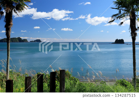 從海岸邊的無人站可以眺望到蔚藍的太平洋和天空。 134287515