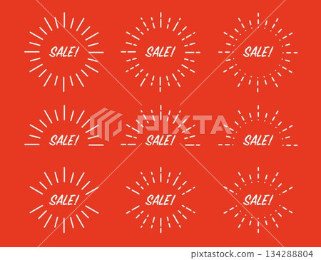 Sunburst frame sale set white and red background Sunburst frame sale set white and red background 134288804