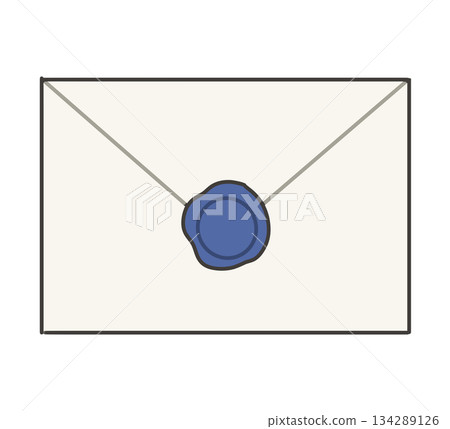 信封插圖，信封上蓋有藍色封口章 134289126