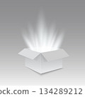 White square open box explode with sparkle lights, Vector illustration 134289212