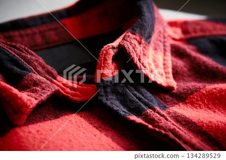 Red Flannel Shirt Close-Up Red Flannel Shirt Close-Up 134289529