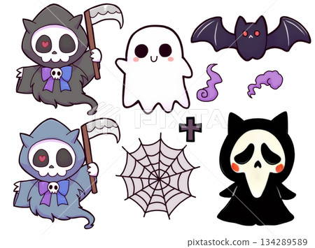 一組可愛的恐怖角色 134289589