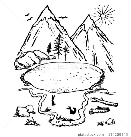 Isolated mountain objects in form of a landscape 134289843