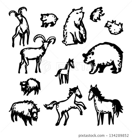 A set of stylized wild vector animals 134289852