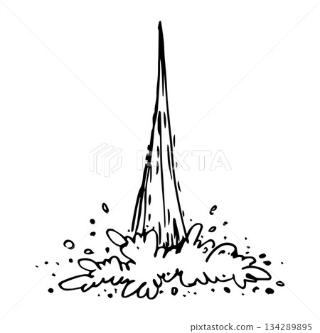 Stylized black-and-white vector single waterfall Stylized black-and-white vector single waterfall 134289895