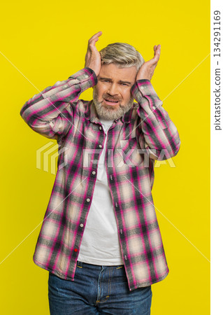 Mature man deep despair stress quarrel hopelessness meltdown intense frustration emotional breakdown Mature man deep despair stress quarrel hopelessness meltdown intense frustration emotional breakdown 134291169