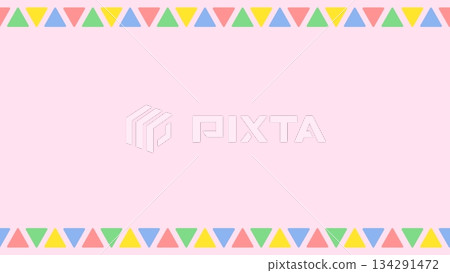 A pop and cute frame background of triangular garland A pop and cute frame background of triangular garland 134291472