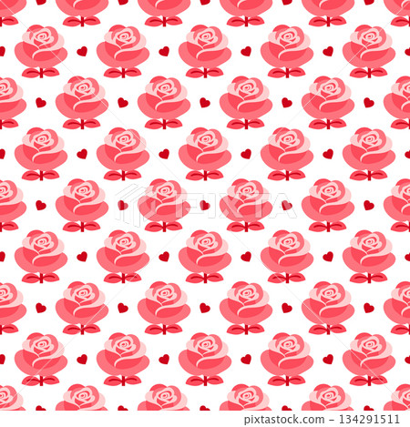 Vector seamless pattern with pink roses on a white background Vector seamless pattern with pink roses on a white background 134291511