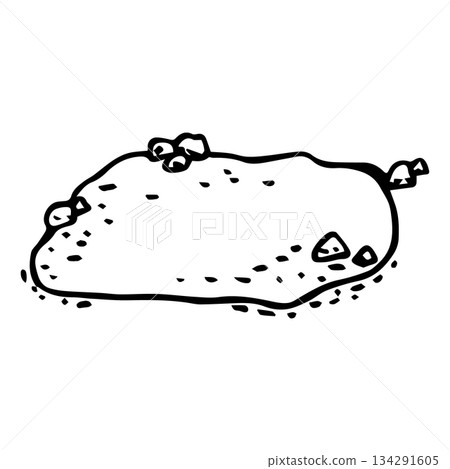 A mountain lake with a rocky shore 134291605