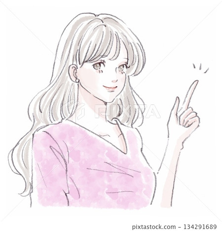 Watercolor and hand-drawn illustration material of women and girls 134291689