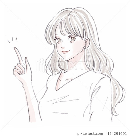 Watercolor and hand-drawn illustration material of women and girls 134291691