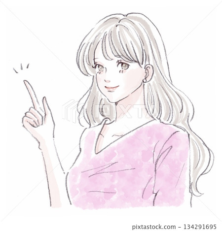 婦女和女孩的水彩和手繪插圖素材 134291695