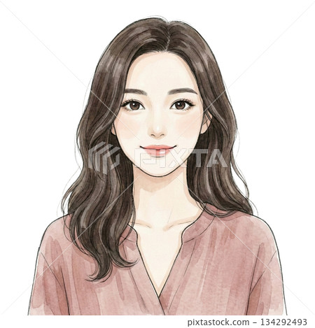 年輕女子，正面，微笑，美麗 134292493