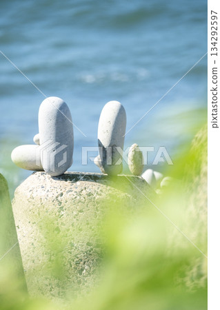 Scenery with stones Nariishi Beach (Kotoura Town) 134292597