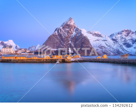 North. Lofoten Islands, Norway. Natural winter landscape. 134292612