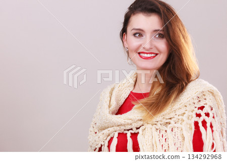Portrait of young long hair female Portrait of young long hair female 134292968