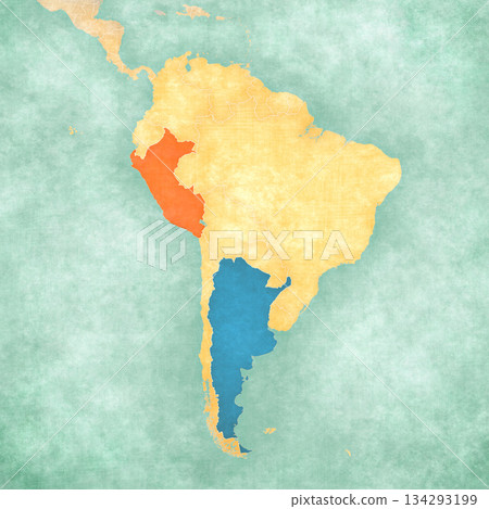 Map of South America - Argentina and Peru 134293199