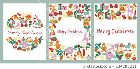 Modern Gingerbread Christmas Card Set 134293211
