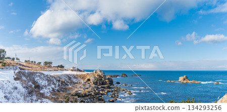 "Aomori Prefecture" Snow-covered Tanesashi Coast "Aomori Prefecture" Snow-covered Tanesashi Coast 134293256