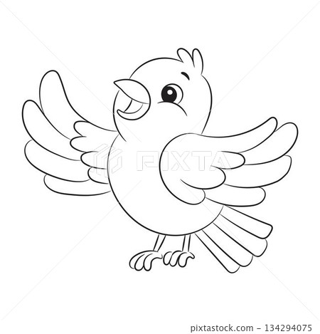 Cute cartoon bird line art outline drawing for coloring book 134294075