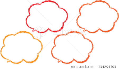 A set of colorful cloud-shaped frames drawn with crayons. A set of colorful cloud-shaped frames drawn with crayons. 134294103