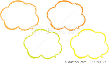 A set of colorful cloud-shaped frames drawn with crayons. A set of colorful cloud-shaped frames drawn with crayons. 134294104
