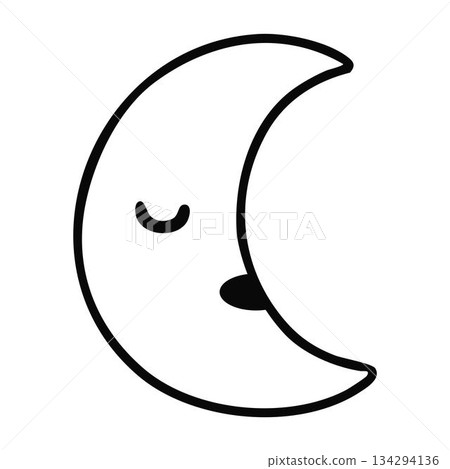 Cute cartoon moon line art outline drawing for coloring book Cute cartoon moon line art outline drawing for coloring book 134294136