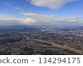 The Hakkoda mountain range and Shichinohe town, lightly covered in snow 134294175