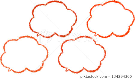 橘色雲朵造型相框套裝。有多種橙色可選。可愛手繪風格。 134294300