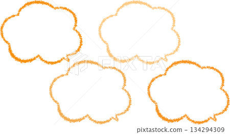 Orange cloud-shaped frame set. Available in various orange colors. Cute, hand-drawn style. Orange cloud-shaped frame set. Available in various orange colors. Cute, hand-drawn style. 134294309