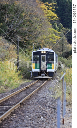 一列JR九琉璃線列車正在行駛中,拍攝於松岡和總站附近。 一列JR九琉璃線列車正在行駛中,拍攝於松岡和總站附近。 134294587