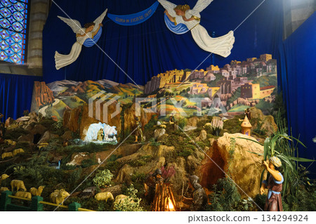 Colorful Nativity Diorama with Angels Colorful Nativity Diorama with Angels 134294924