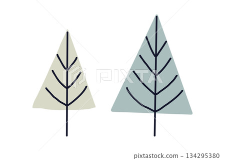 具有北歐自然風格的簡約樹木插圖（三角形） 134295380