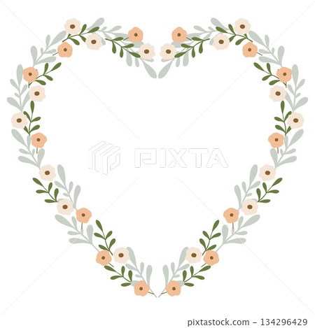 Cute Floral heart vector illustration Cute Floral heart vector illustration 134296429