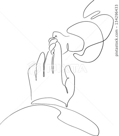 Mother and baby line art 134296433