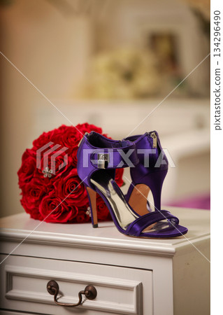 Elegant high heels woman shoes rest on an aesthetic background, good for creating a striking fashion still life perfect for beauty, footwear, or fashion retail campaigns Elegant high heels woman shoes rest on an aesthetic background, good for creating a striking fashion still life perfect for beauty, footwear, or fashion retail campaigns 134296490