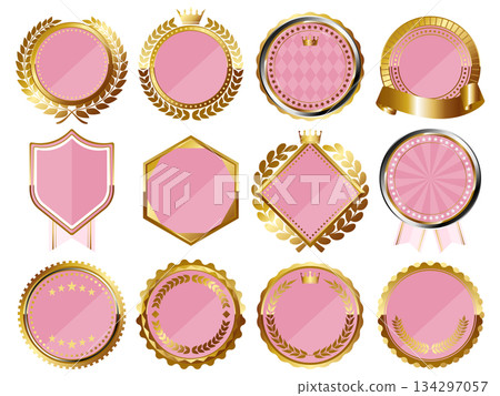 一套12個粉紅色和金色的奢華童話風格相框 134297057