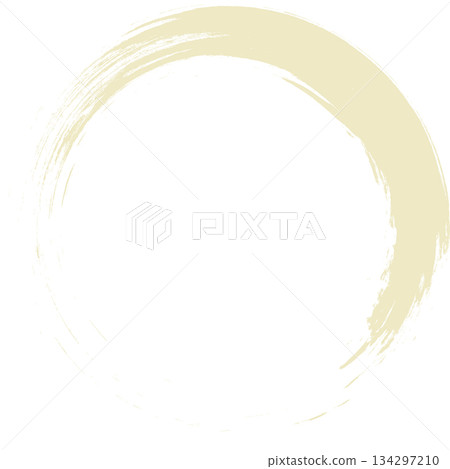 一個簡單的金色圓圈插圖。日式毛筆繪製的標誌。 134297210