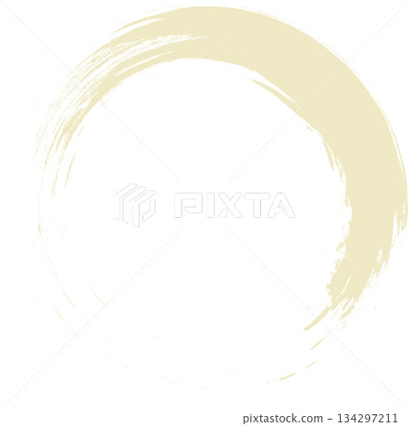 一個簡單的金色圓圈插圖。日式毛筆繪製的標誌。 134297211