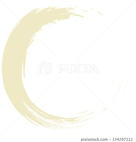 一個簡單的金色圓圈插圖。日式毛筆繪製的標誌。 134297212