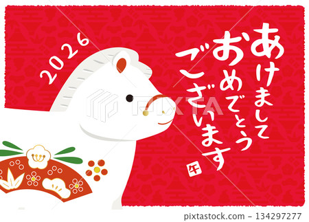 新年快樂祝福語,紅色背景,馬匹擺件,2026 新年快樂祝福語,紅色背景,馬匹擺件,2026 134297277