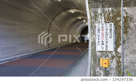 在千葉縣君津市國道 410 號隧道內安裝的行人按鈕,會提醒過往車輛注意行人。 在千葉縣君津市國道 410 號隧道內安裝的行人按鈕,會提醒過往車輛注意行人。 134297336