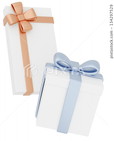 3D illustration _ gift _ gold and silver 3D illustration _ gift _ gold and silver 134297529