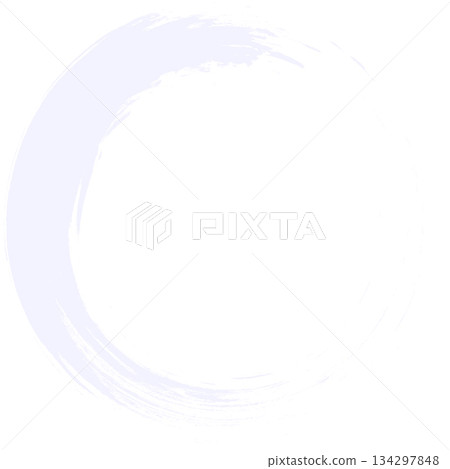 A round frame drawn with a calligraphy brush. Wisteria color. An elegant Japanese style image. A round frame drawn with a calligraphy brush. Wisteria color. An elegant Japanese style image. 134297848