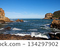 Knysna Heads River Inlet Overlooking Open Ocean Horizon 134297902