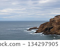 Mossel Bay Cliffs On Overcast Day Overlooking Open Ocean 134297905