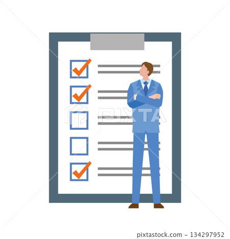 A man looking at a checklist A man looking at a checklist 134297952